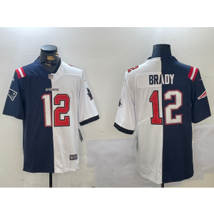 Nike Buccaneers 12 Tom Brady White Navy Split Vapor Limited Men Jersey