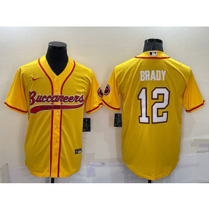 Nike Buccaneers 12 Tom Brady Yellow Vapor Baseball Limited Men Jersey