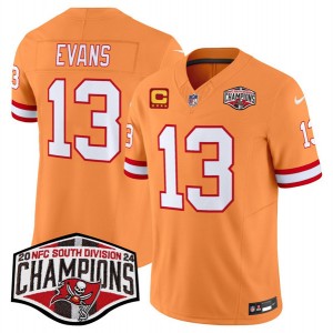 Nike Buccaneers 13 Mike Evans Orange 2024 NFC South Division Champions F.U.S.E. Vapor Limited Men Jersey with C Patch