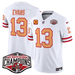 Nike Buccaneers 13 Mike Evans White 2024 NFC South Division Champions F.U.S.E. Vapor Limited Men Jersey with C Patch