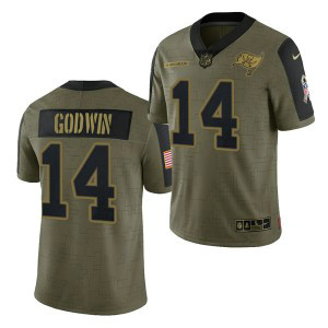 Nike Buccaneers 14 Chris Godwin 2021 Olive Salute To Service Limited Men Jersey