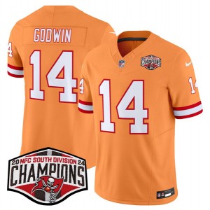 Nike Buccaneers 14 Chris Godwin Orange 2024 NFC South Division Champions F.U.S.E. Vapor Limited Men Jersey