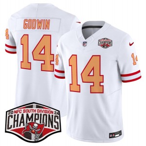 Nike Buccaneers 14 Chris Godwin White 2024 NFC South Division Champions F.U.S.E. Vapor Limited Men Jersey