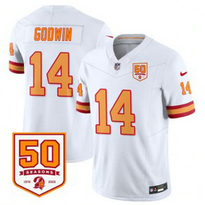 Nike Buccaneers 14 Chris Godwin White F.U.S.E. Vapor Limited Men Jersey with 50th Anniversary Patch