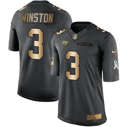 Nike Buccaneers 3 Jameis Winston Anthracite Gold Salute To Service Limited Jersey