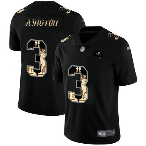 Nike Buccaneers 3 Jameis Winston Black Statue Of Liberty Limited Jersey