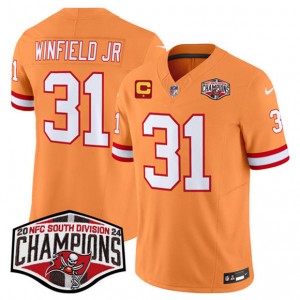 Nike Buccaneers 31 Antoine Winfield Jr. Orange 2024 NFC South Division Champions F.U.S.E. Vapor Limited Men Jersey with C Patch