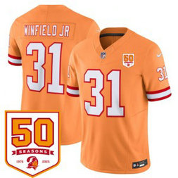 Nike Buccaneers 31 Antoine Winfield Jr. Orange F.U.S.E. Vapor Limited Men Jersey with 50th Anniversary Patch