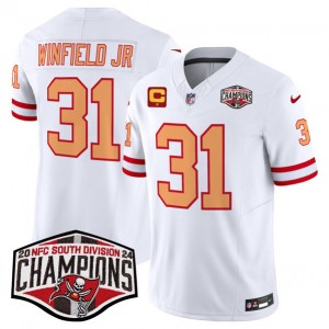 Nike Buccaneers 31 Antoine Winfield Jr. White 2024 NFC South Division Champions F.U.S.E. Vapor Limited Men Jersey with C Patch