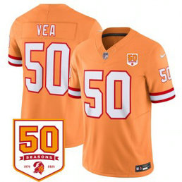 Nike Buccaneers 50 Vita Vea Orange F.U.S.E. Vapor Limited Men Jersey with 50th Anniversary Patch
