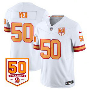 Nike Buccaneers 50 Vita Vea White F.U.S.E. Vapor Limited Men Jersey with 50th Anniversary Patch