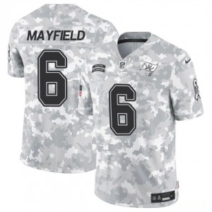 Nike Buccaneers 6 Baker Mayfield Arctic Camo 2024 F.U.S.E. Salute to Service Limited Men Jersey (Runs Small)