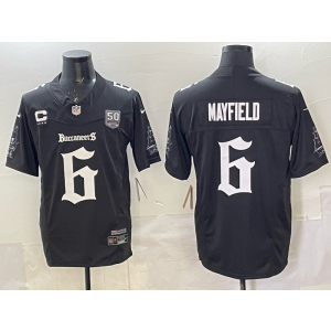 Nike Buccaneers 6 Baker Mayfield Black Gothic Vapor Limited Men Jersey with Patch