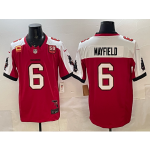 Nike Buccaneers 6 Baker Mayfield Red Thanksgiving Day F.U.S.E. Vapor Limited Men Jersey with Patchs