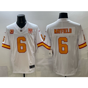 Nike Buccaneers 6 Baker Mayfield White F.U.S.E. Vapor Limited Men Jersey with Patchs