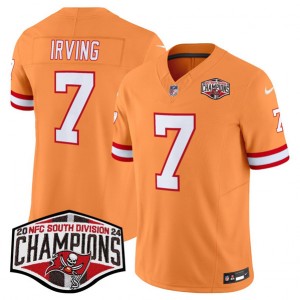 Nike Buccaneers 7 Bucky Irving Orange 2024 NFC South Division Champions F.U.S.E. Vapor Limited Men Jersey