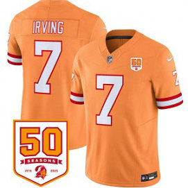 Nike Buccaneers 7 Bucky Irving Orange F.U.S.E. Vapor Limited Men Jersey with 50th Anniversary Patch