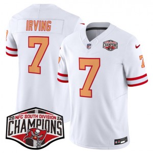 Nike Buccaneers 7 Bucky Irving White 2024 NFC South Division Champions F.U.S.E. Vapor Limited Men Jersey