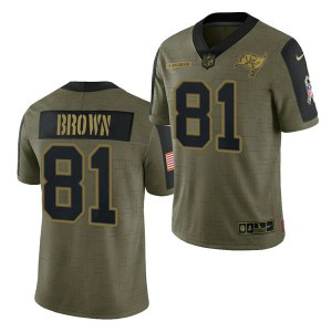 Nike Buccaneers 81 Antonio Brown 2021 Olive Salute To Service Limited Men Jersey