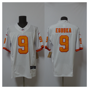 Nike Buccaneers 9 Egbuka White Orange F.U.S.E. Vapor Limited Men Jersey