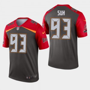Nike Buccaneers 93 Ndamukong Suh Pewter Inverted Legend Men Jersey