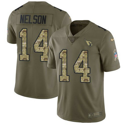 Nike Cardinals 14 J.J. Nelson Olive Camo Salute To Service Limited Jersey