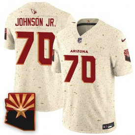 Nike Cardinals 70 Paris Johnson Jr. Cream 2025 Rivalries F.U.S.E. Vapor Limited Men Jersey