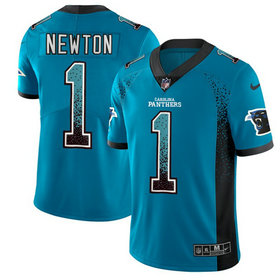 Nike Carolina Panthers #1 Cam Newton Blue Men's Stitched NFL Limited Rush Drift Fashion Jersey