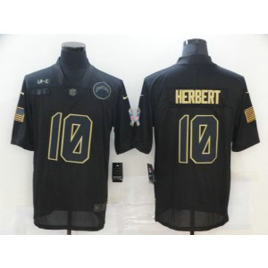 Nike Chargers 10 Justin Herbert 2020 Black Salute to Service Limited Men Jersey