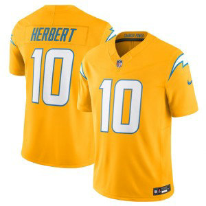 Nike Chargers 10 Justin Herbert Gold 2025 F.U.S.E. Alternate Vapor Limited Men Jersey