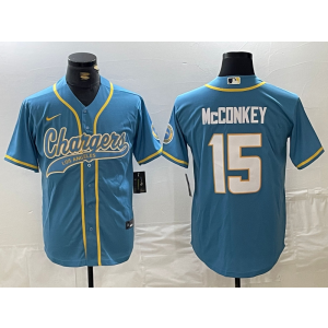 Nike Chargers 15 Ladd McConkey Blue Vapor Baseball Limited Men Jersey