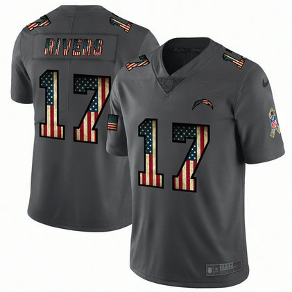 Nike Chargers 17 Philip Rivers 2019 Salute To Service USA Flag Fashion Limited Jersey