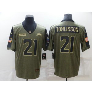 Nike Chargers 21 LaDainian Tomlinson 2021 Olive Salute To Service Limited Men Jersey