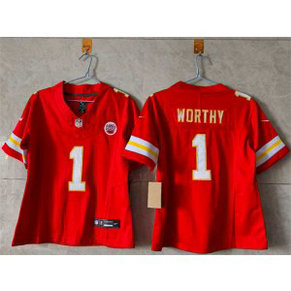Nike Chiefs 1 Xavier Worthy Red F.U.S.E. Vapor Limited Women Jersey(Run Small)