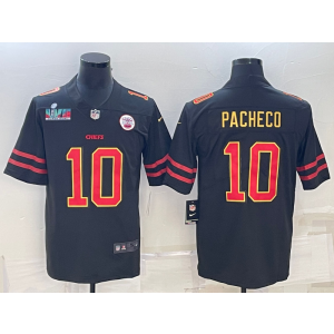 Nike Chiefs 10 Isiah Pacheco Black Gold 2023 Super Bowl Vapor Limited Men Jersey