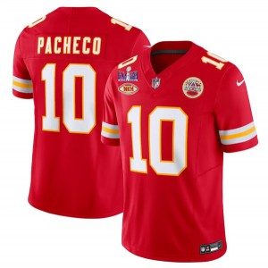 Nike Chiefs 10 Isiah Pacheco Red 2024 Super Bowl NKH Patch F.U.S.E Vapor Limited Men Jersey