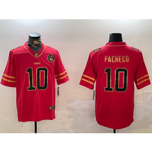 Nike Chiefs 10 Isiah Pacheco Red Gold Vapor Limited Men Jersey