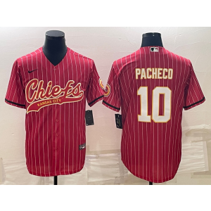 Nike Chiefs 10 Isiah Pacheco Red Stripe Vapor Baseball Limited Men Jersey