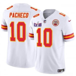 Nike Chiefs 10 Isiah Pacheco White 2024 Super Bowl LVIII F.U.S.E Vapor Limited Men Jersey