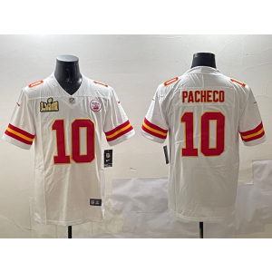 Nike Chiefs 10 Isiah Pacheco White 2025 Super Bowl LIX Vapor Limited Men Jersey