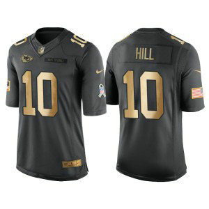 Nike Chiefs 10 Tyreek Hill Anthracite Gold Salute to Service Limited Men Jersey