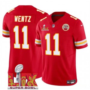 Nike Chiefs 11 Carson Wentz Red 2025 Super Bowl LIX F.U.S.E. Vapor Limited Men Jersey