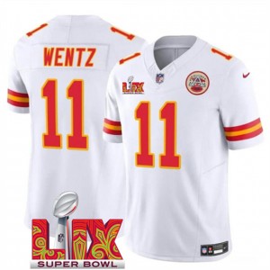 Nike Chiefs 11 Carson Wentz White 2025 Super Bowl LIX F.U.S.E. Vapor Limited Men Jersey