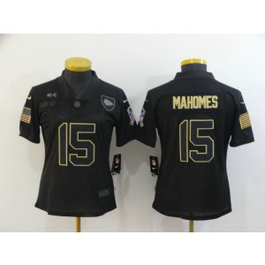 Nike Chiefs 15 Patrick Mahomes 2020 Black Salute To Service Limited Women Jersey