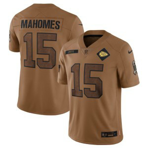 Nike Chiefs 15 Patrick Mahomes 2023 Brown Salute To Service Limited Men Jersey