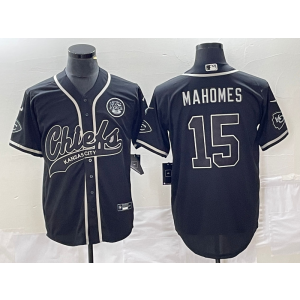 Nike Chiefs 15 Patrick Mahomes Black Baseball Vapor Limited Jersey