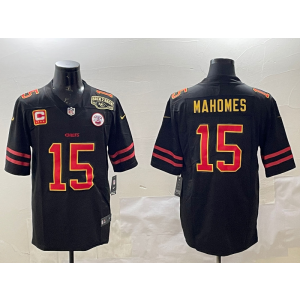 Nike Chiefs 15 Patrick Mahomes Black Red Vapor Limited Men Jersey with Patch