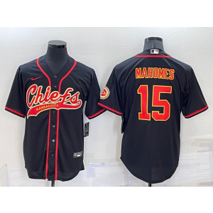 Nike Chiefs 15 Patrick Mahomes Black Vapor Baseball Limited Men Jersey