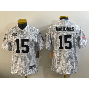 Nike Chiefs 15 Patrick Mahomes Camo 2024 F.U.S.E. Salute to Service Limited Women Jersey (Runs Small)