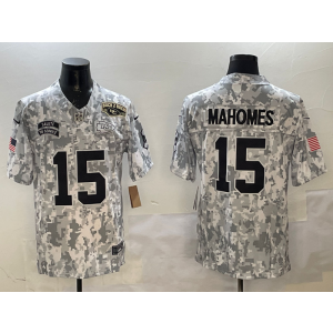 Nike Chiefs 15 Patrick Mahomes Camo F.U.S.E. Vapor Limited Men Jersey with Patch